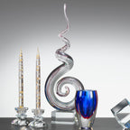 Saturn Pair of 2.75" Handcrafted Crystal Candle Holders-YD377