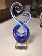 Monet Murano Style Art Glass Swirl Centerpiece on Crystal Base 10-GW529