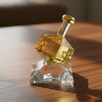 Hand Crafted Amber Crystal Dreidel On Stand H3 - H141A