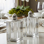 Spirit Platinum Hand Made Lead Free Crystal Pair of Salt and Pepper Shakers H3.5-H143P