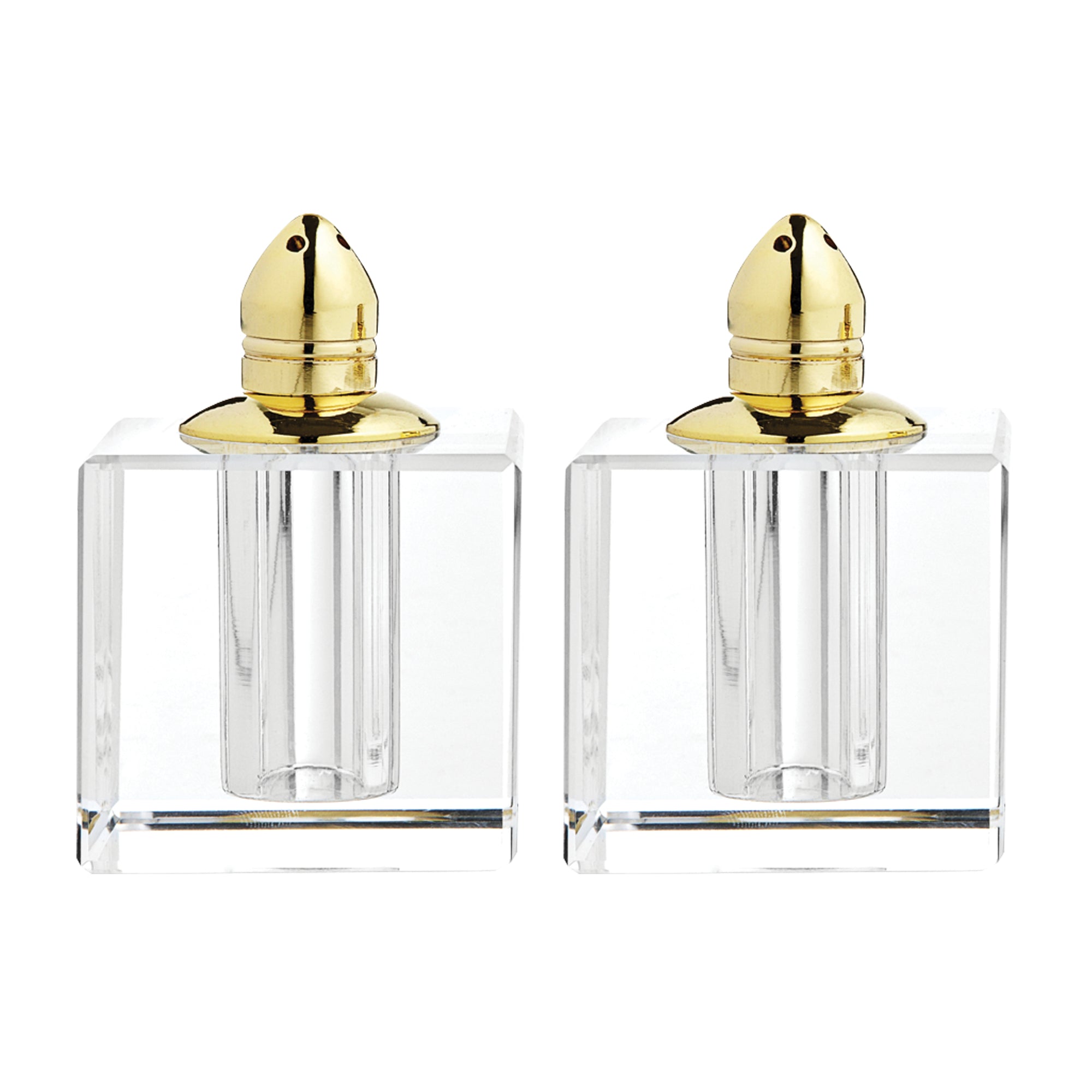 Vitality Gold Hand Made Lead Free Crystal Pair of Salt and Pepper Shakers H2.75-H144G