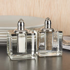 Vitality Platinum Square Salt and Pepper Shakers -Hand Made Lead Free Crystal  H2.75-H144P