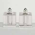 Vitality Platinum Square Salt and Pepper Shakers -Hand Made Lead Free Crystal  H2.75-H144P