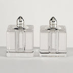 Vitality Platinum Square Salt and Pepper Shakers -Hand Made Lead Free Crystal  H2.75-H144P