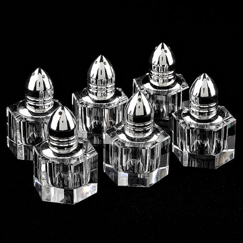 Handmade Lead Free Crystal Alana Individual Salt and Peppers -1.5" - Gift Boxed 6 Pc Set -H156