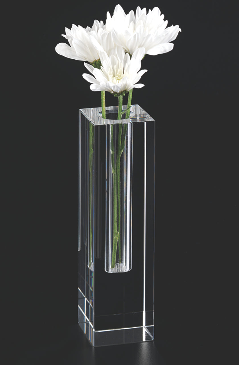 Donovan Handcrafted Square 10" Optical Crystal Vase-YD200