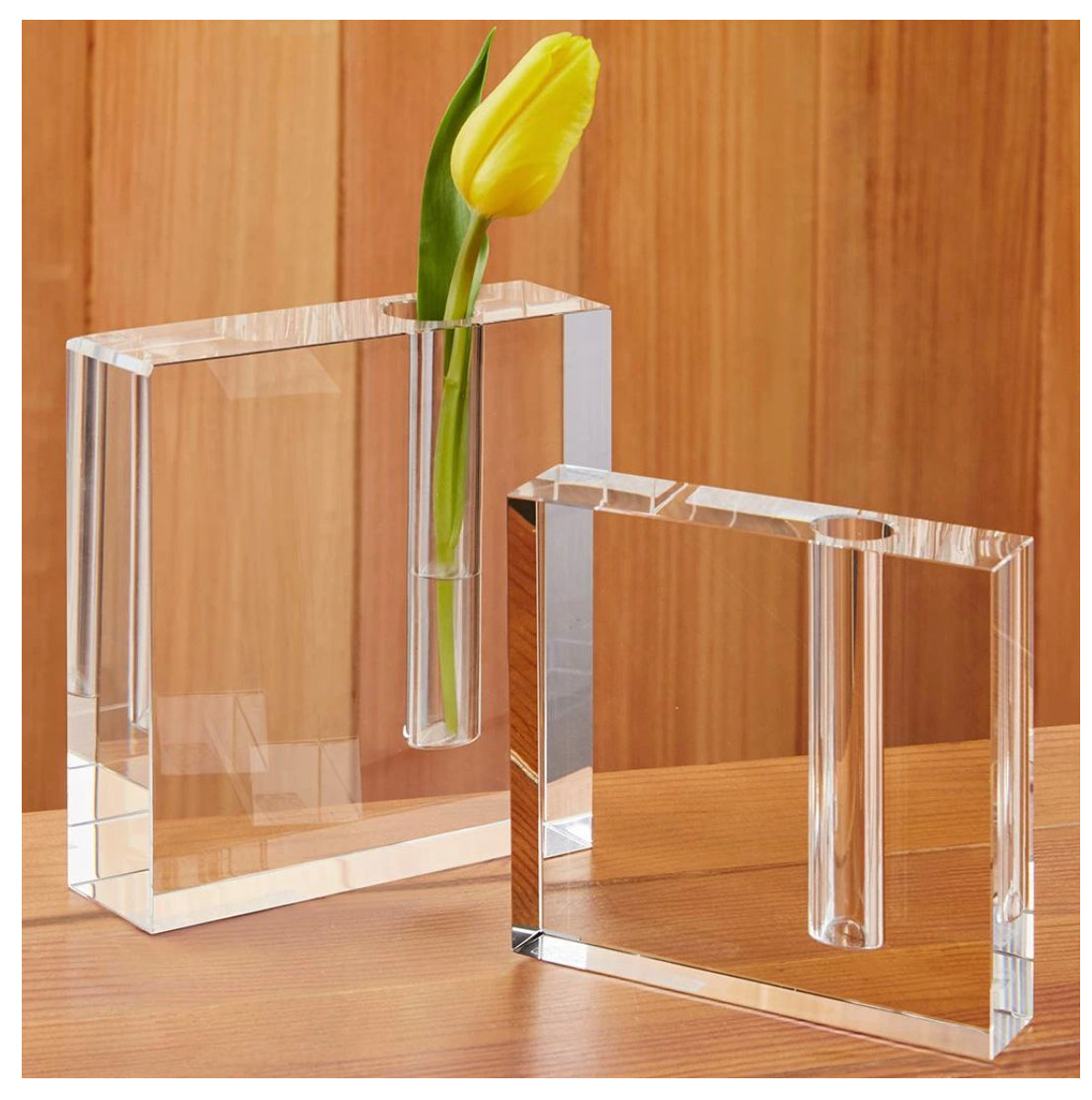 The Block Handcrafted Architectural Optical Crystal Bud Vase 5 x 5-H215