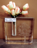 The Block Handcrafted Architectural Optical Crystal Bud Vase 5 x 5-H215