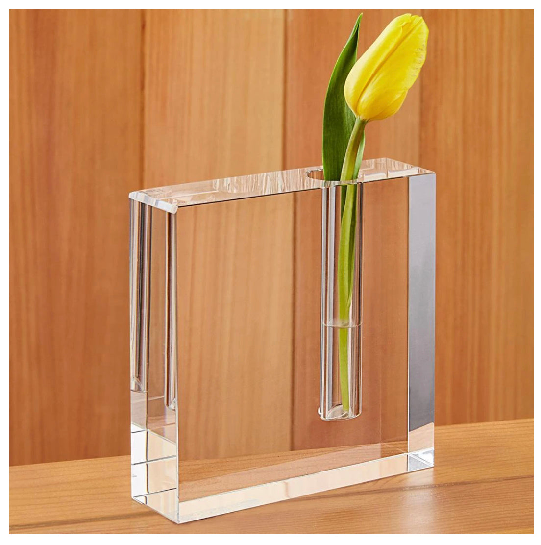 The Block Bud Vase - A Large Handcrafted Architectural Optical Crystal Bud Vase 6 x 6-H216
