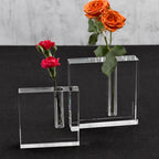 The Block Handcrafted Architectural Optical Crystal Bud Vase 5 x 5-H215