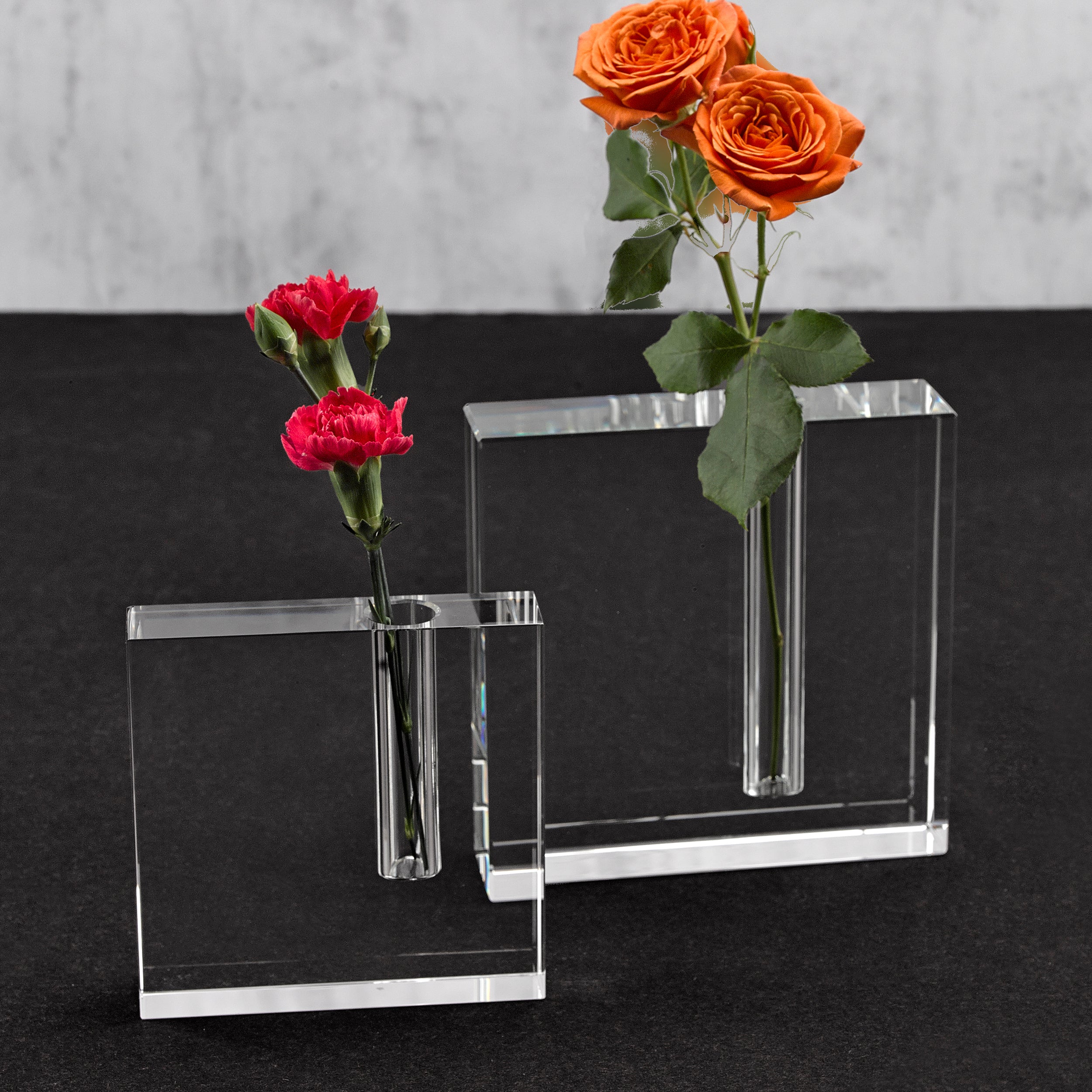 The Block Bud Vase - A Large Handcrafted Architectural Optical Crystal Bud Vase 6 x 6-H216