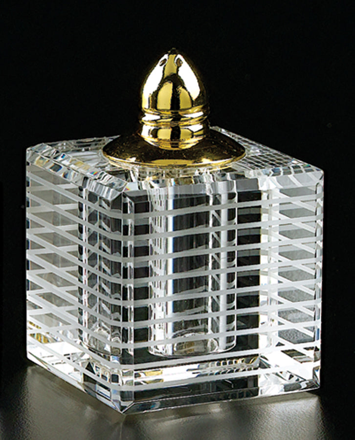 Pinstripes Gold Handmade Lead Free Crystal Pair of Salt and Pepper Shakers - H2.75-H244G