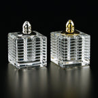 Pinstripes Platinum Handmade Lead Free Crystal Pair of Salt and Pepper Shakers - H2.75-H244P