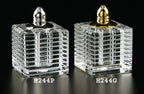 Pinstripes Gold Handmade Lead Free Crystal Pair of Salt and Pepper Shakers - H2.75-H244G