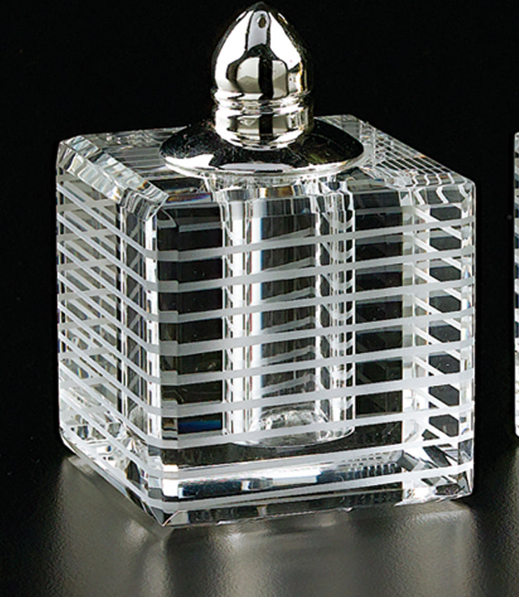 Pinstripes Platinum Handmade Lead Free Crystal Pair of Salt and Pepper Shakers - H2.75-H244P