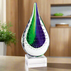 Murano Style Mouth Blown Teardrop Centerpiece on Crystal Base H12-J477