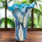 Royalty Murano Style Art Glass 17" blue Napkin Vase-J206