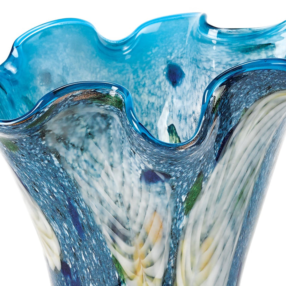 Royalty Murano Style Art Glass 17" blue Napkin Vase-J206