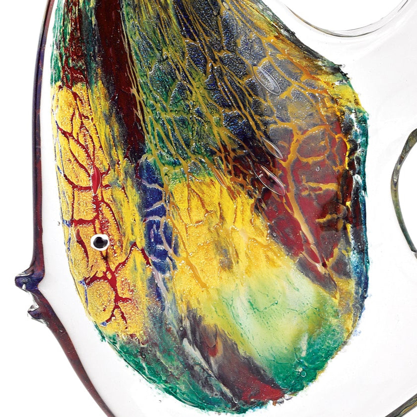 Firestorm Murano Style Art Glass 16" Angel Fish Centerpiece-J210