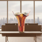 Firestorm 17" Murano Style Napkin Shape Mouth Blown Vase-J211