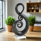 The Note - a Black and White Murano Style Art Glass Centerpeice H11" - J405
