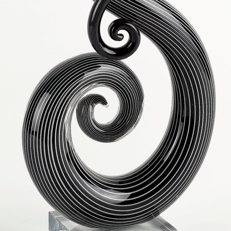 The Note - a Black and White Murano Style Art Glass Centerpeice H11" - J405