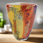 Firestorm Murano Style Art Glass 8" Oval Vase-J417