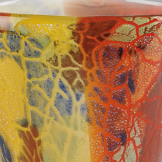 Firestorm Murano Style Art Glass 8" Oval Vase-J417