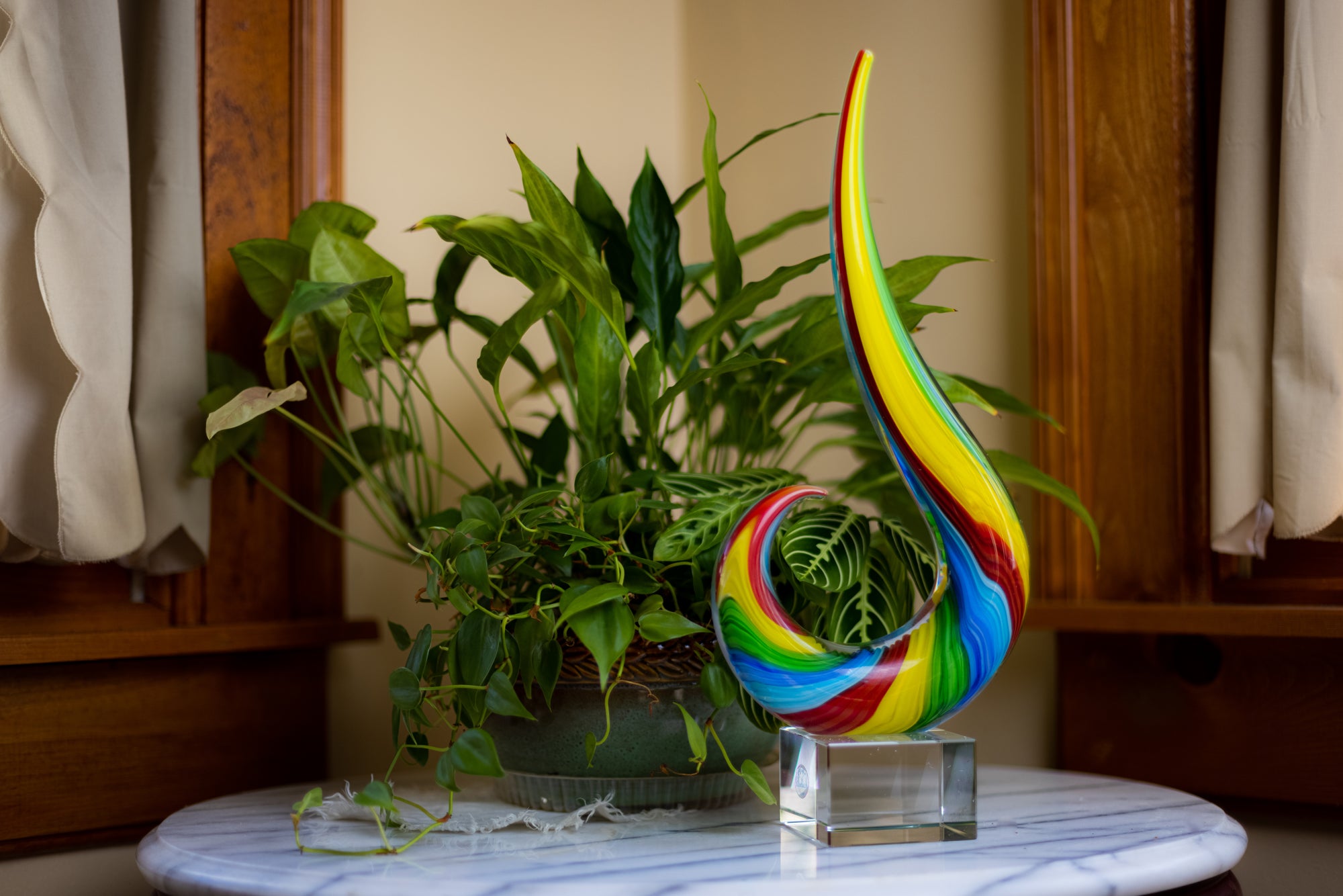 Rainbow Note Murano style 16 inch Centerpiece-J427