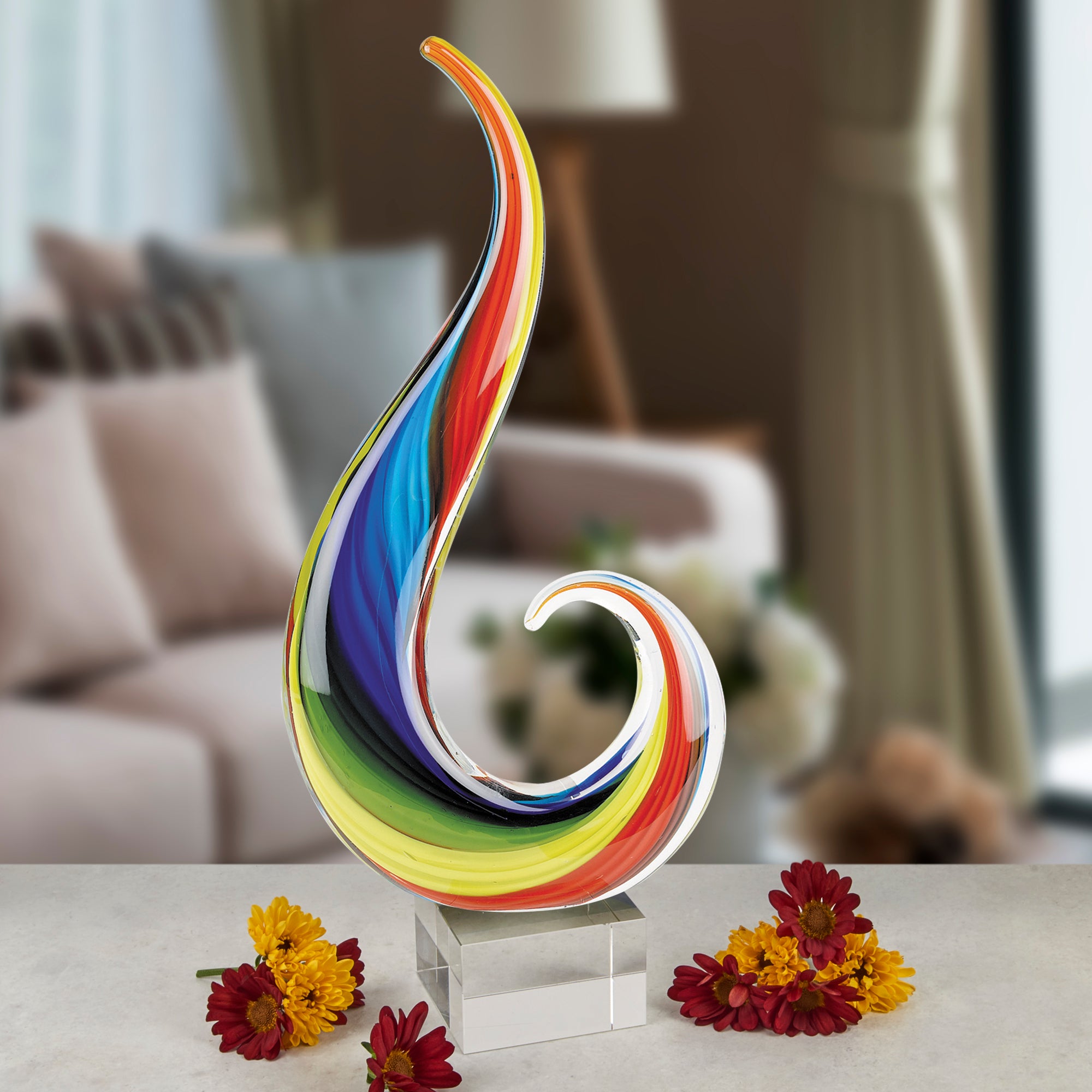 Rainbow Note Murano style 12 inch Centerpiece-J428