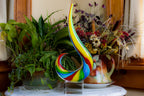 Rainbow Note Murano style 16 inch Centerpiece-J427