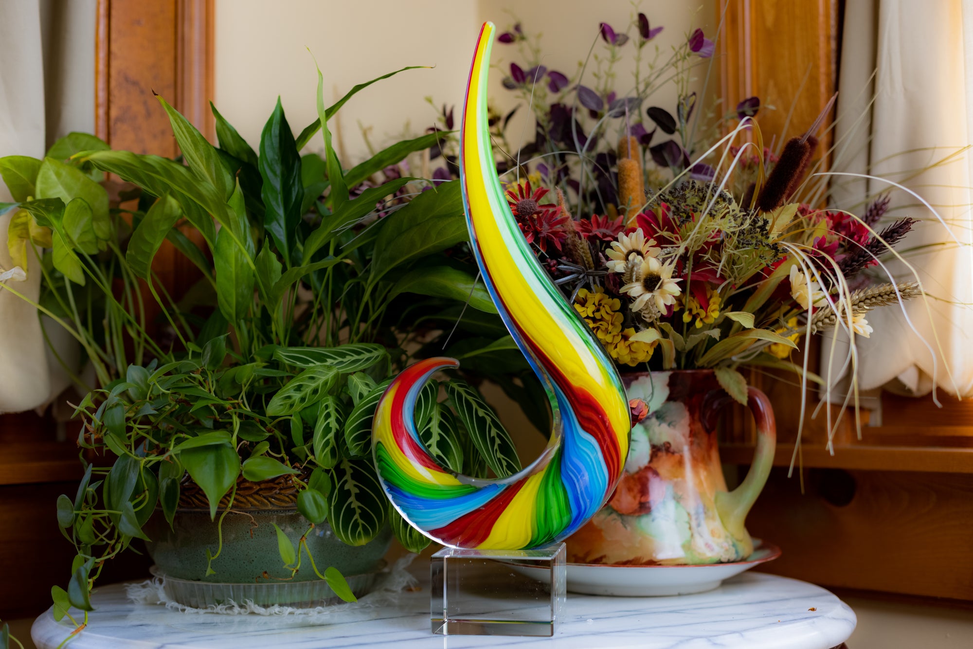 Rainbow Note Murano style 16 inch Centerpiece-J427