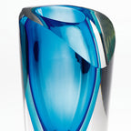 Azure Mouth Blown Murano Style Vase 7.5 in. -J455