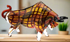 Toro Grande Murano Style Art Glass Large Bull L 16" x H 8-J470