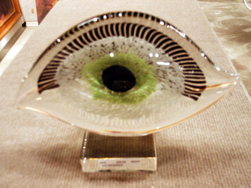 Visionary Good Luck Murano Style Art Glass Eye Centerpiece H7.5" x L10-J476
