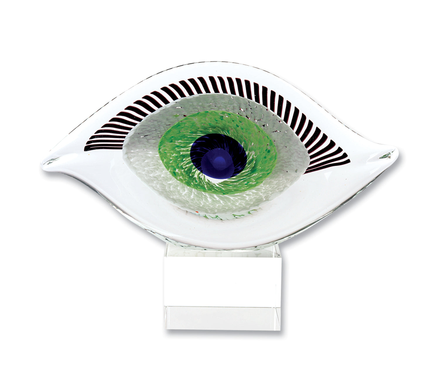 Visionary Good Luck Murano Style Art Glass Eye Centerpiece H7.5" x L10-J476