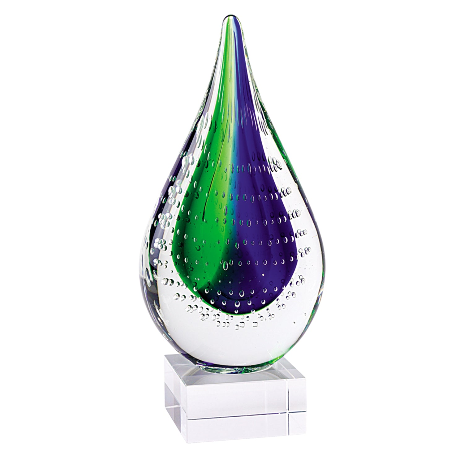 Murano Style Mouth Blown Teardrop Centerpiece on Crystal Base H10.5-J478