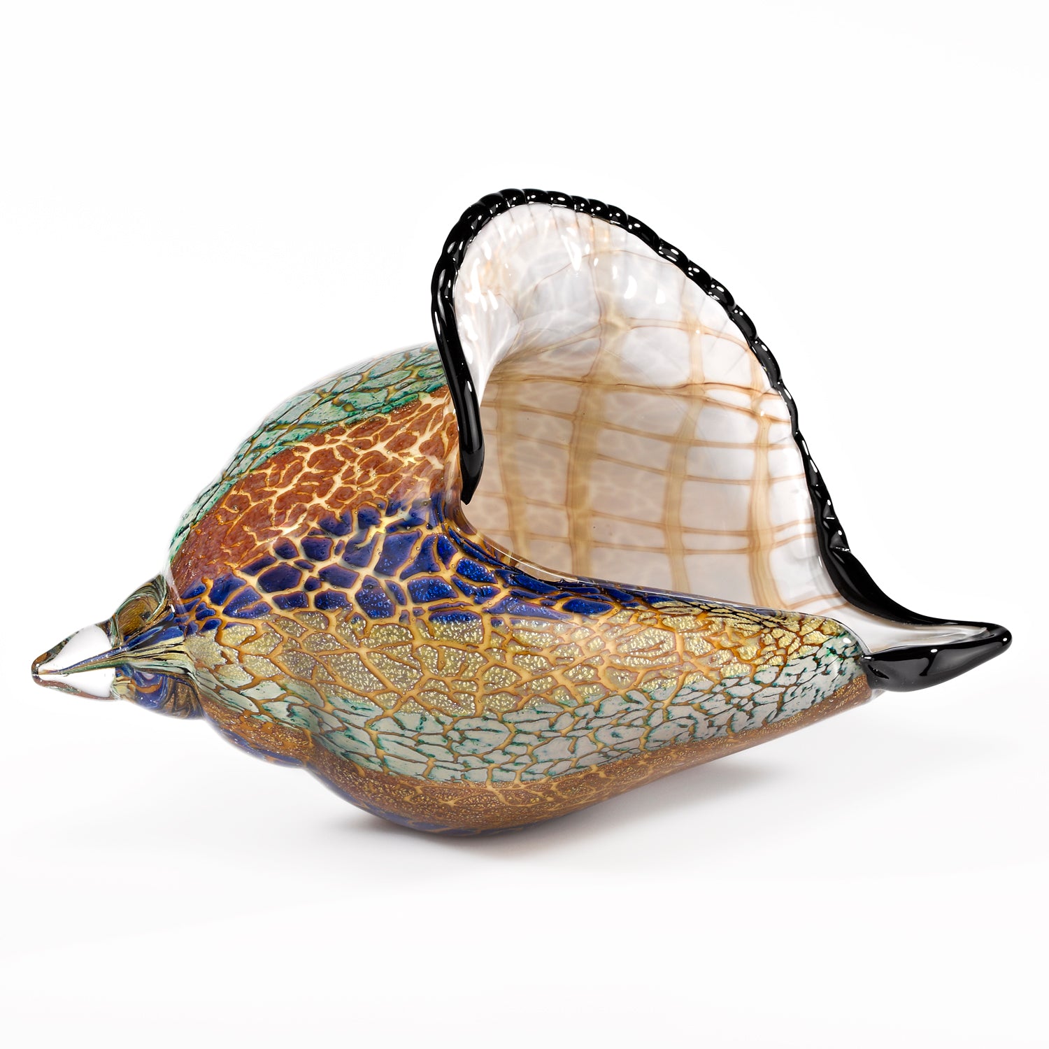 Murano Style Artistic Glass Large Conch Shell L 13 x h 8-J503