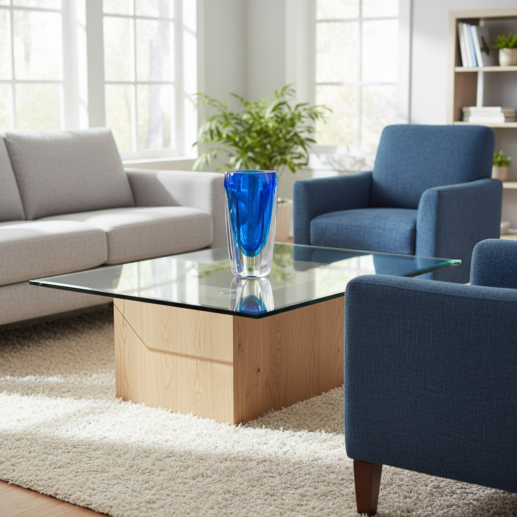 Azure Murano Style Art Glass 6 inch Vase - J513