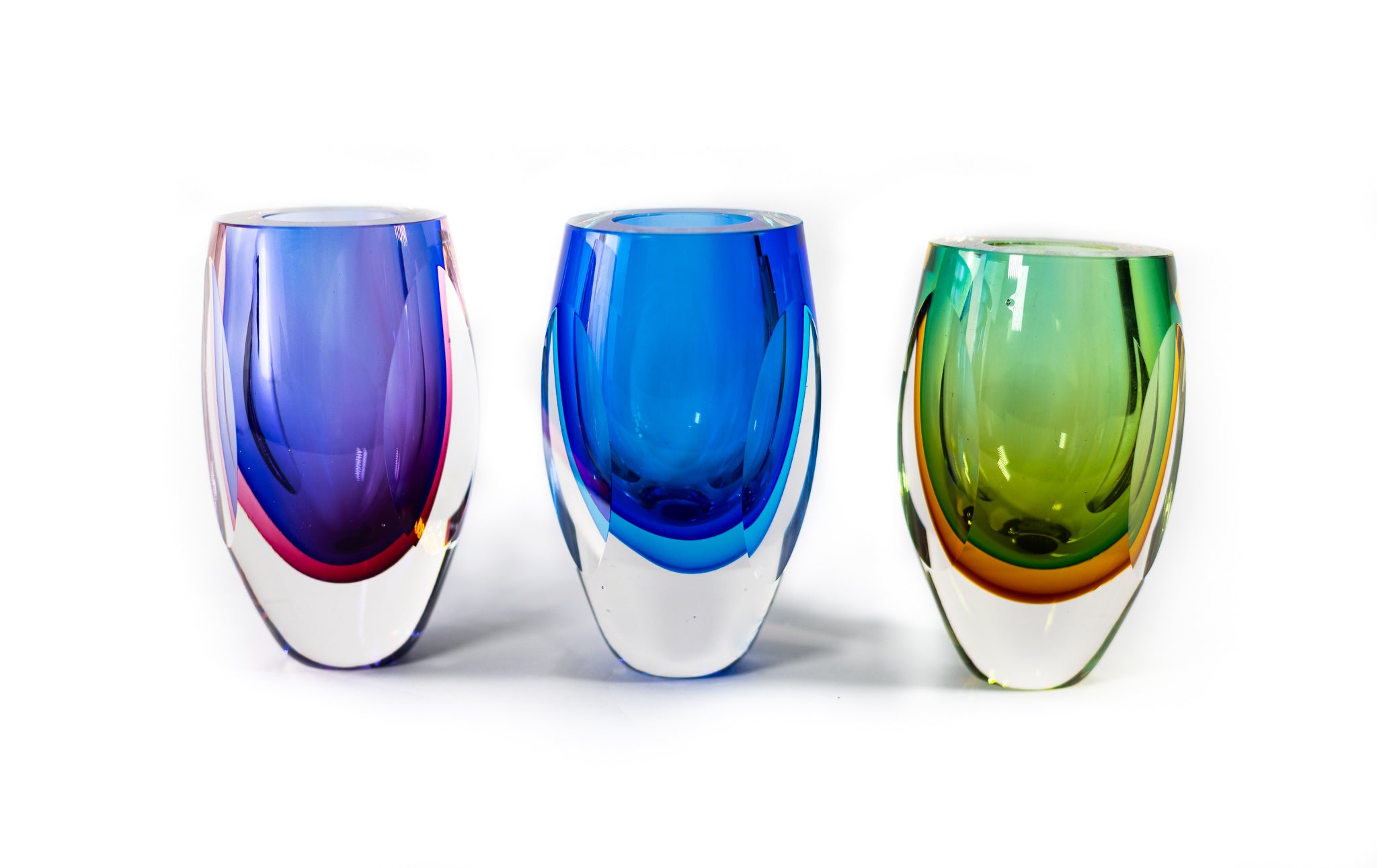 Azure Murano Style Art Glass 6 inch Vase - J513