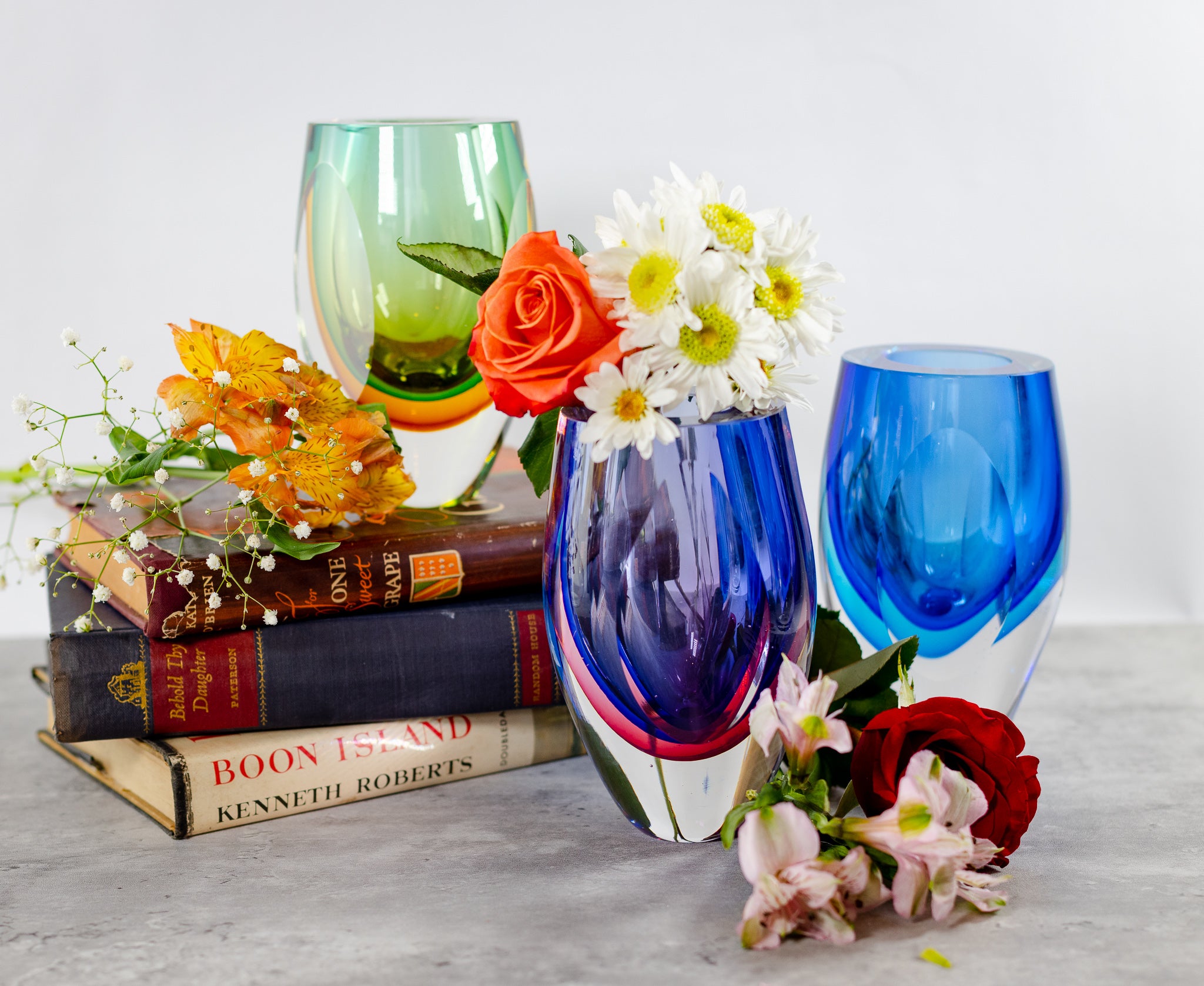 Azure Murano Style Art Glass 6 inch Vase - J513