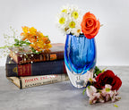 Azure Murano Style Art Glass 6 inch Vase - J513