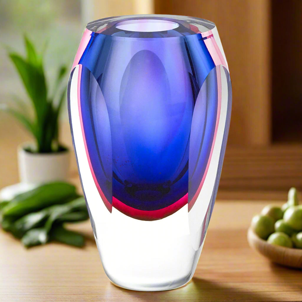 Essence Murano Style Art Glass Violet 6" Vase-J515