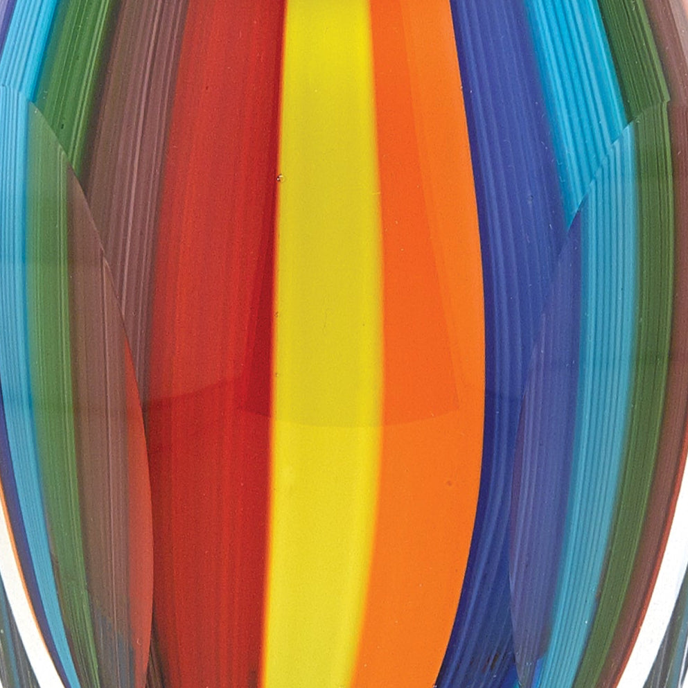 Rainbow Murano Style Art Glass 6" Vase-J518