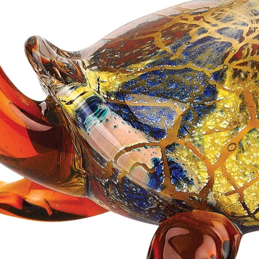 Firestorm Murano Style Art Glass Turtle L5 x H3-J580