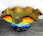 Allura Murano Style Art Glass Floppy Design 15" Centerpiece Bowl - J582