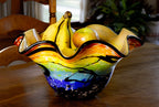 Allura Murano Style Art Glass Floppy Design 15" Centerpiece Bowl - J582