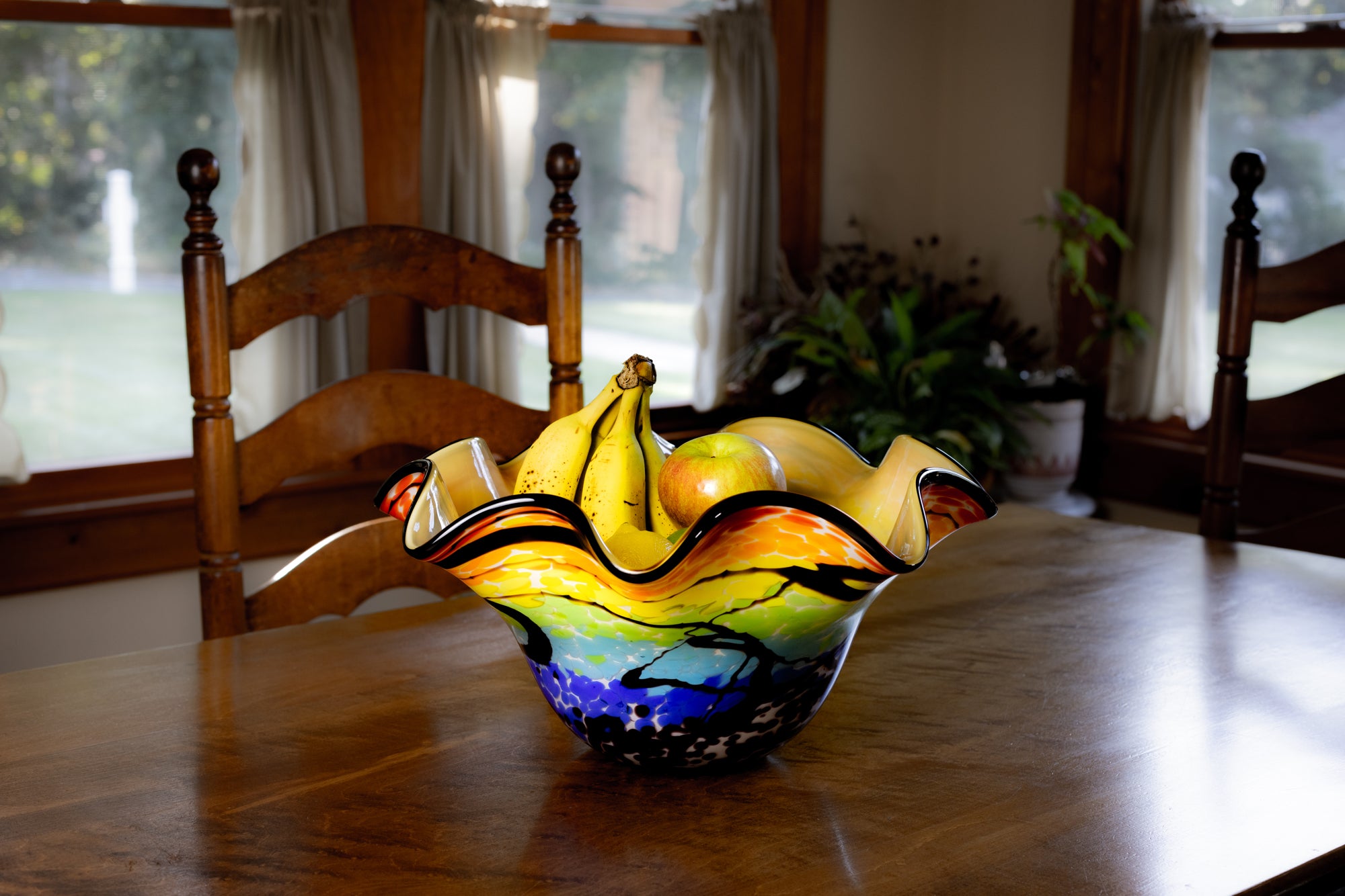 Allura Murano Style Art Glass Floppy Design 15" Centerpiece Bowl - J582