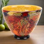 Firestorm Murano Style Art Glass Centerpiece or Punch Bowl D12XH7-J584
