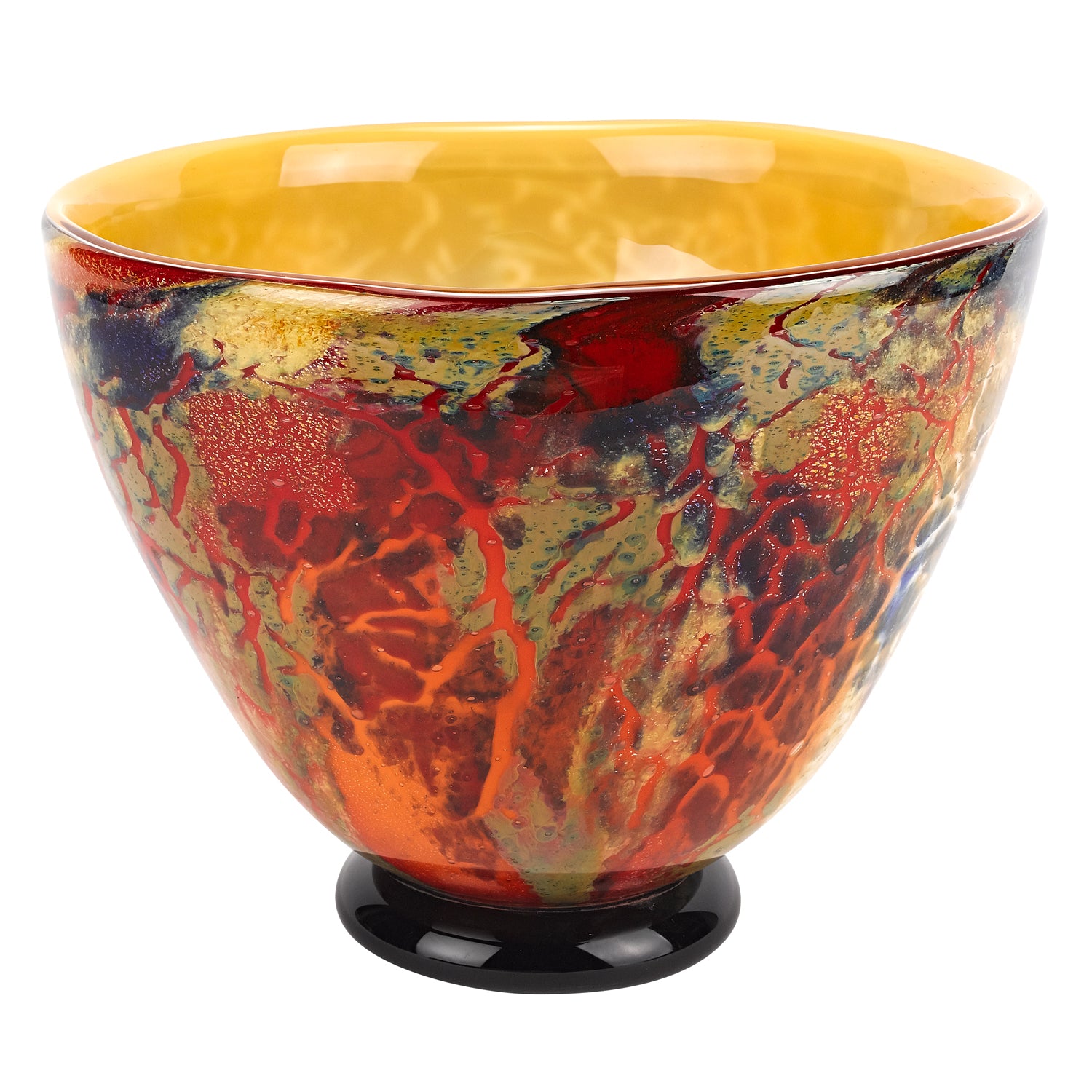 Firestorm Murano Style Art Glass Centerpiece or Punch Bowl D12XH7-J584
